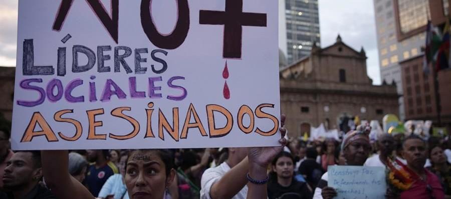 Movilización contra asesinato de líderes sociales en Colombia