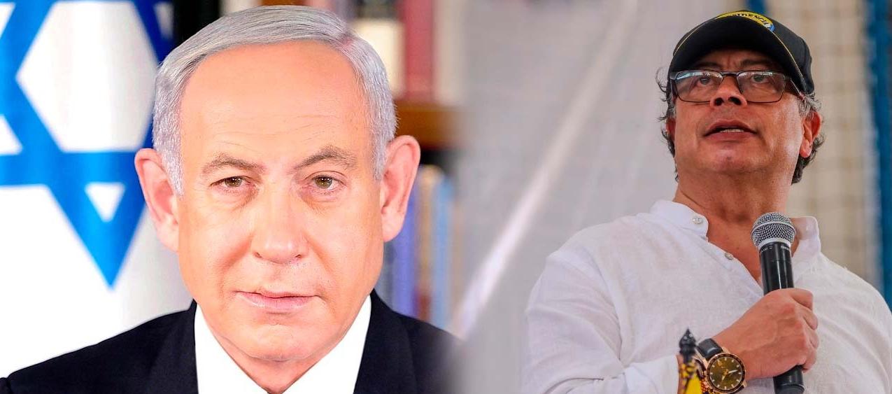 El primer ministro de Israel, Benjamín Netanyahu, y el presidente Gustavo Petro
