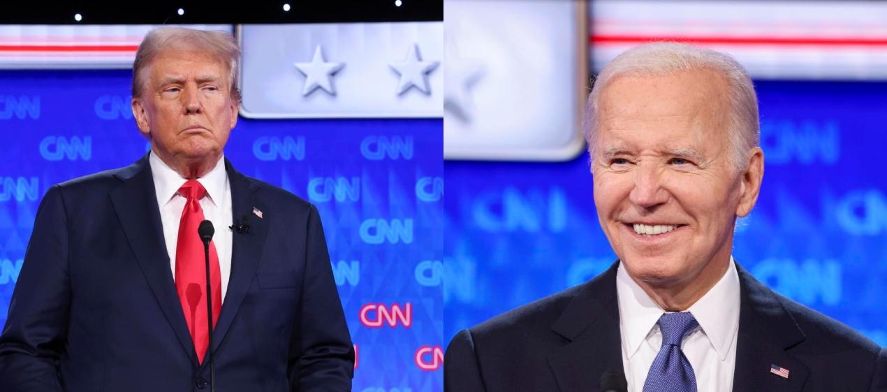 Trump y Biden en el debate presidencial. 