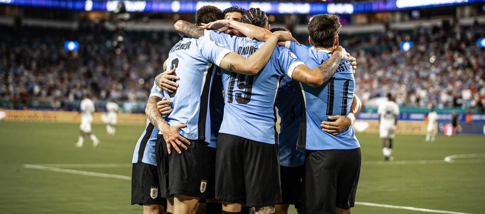 La celebración de los jugadores uruguayos.
