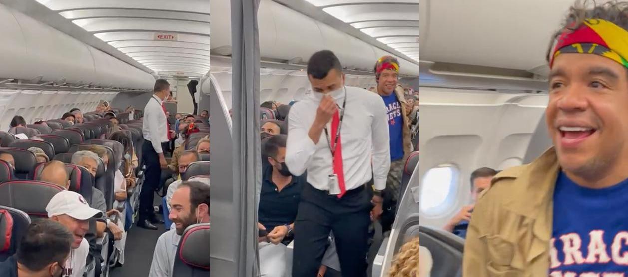 Momento en que el pasajero, con nacionalidad estadounidense, era bajado del vuelo de American Airlines. 