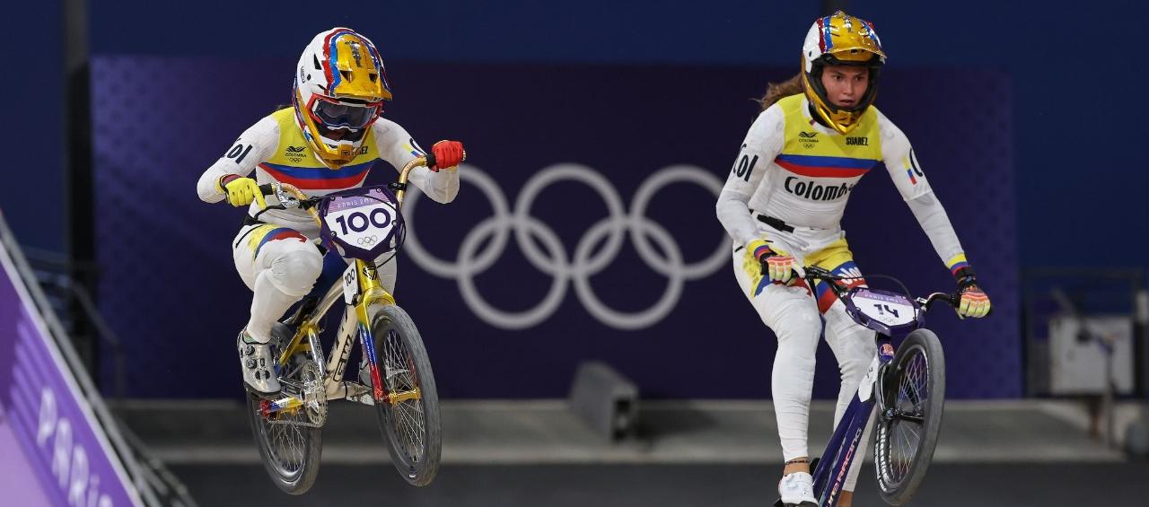 Mariana Pajón y Gabriela Bolle en la competencia del BMX.