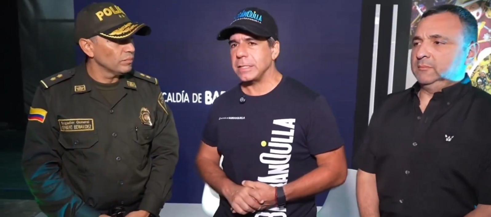 El General Herbert Benavidez, el Alcalde Alex Char y el secretario de Seguridad, Yesid Turbay.