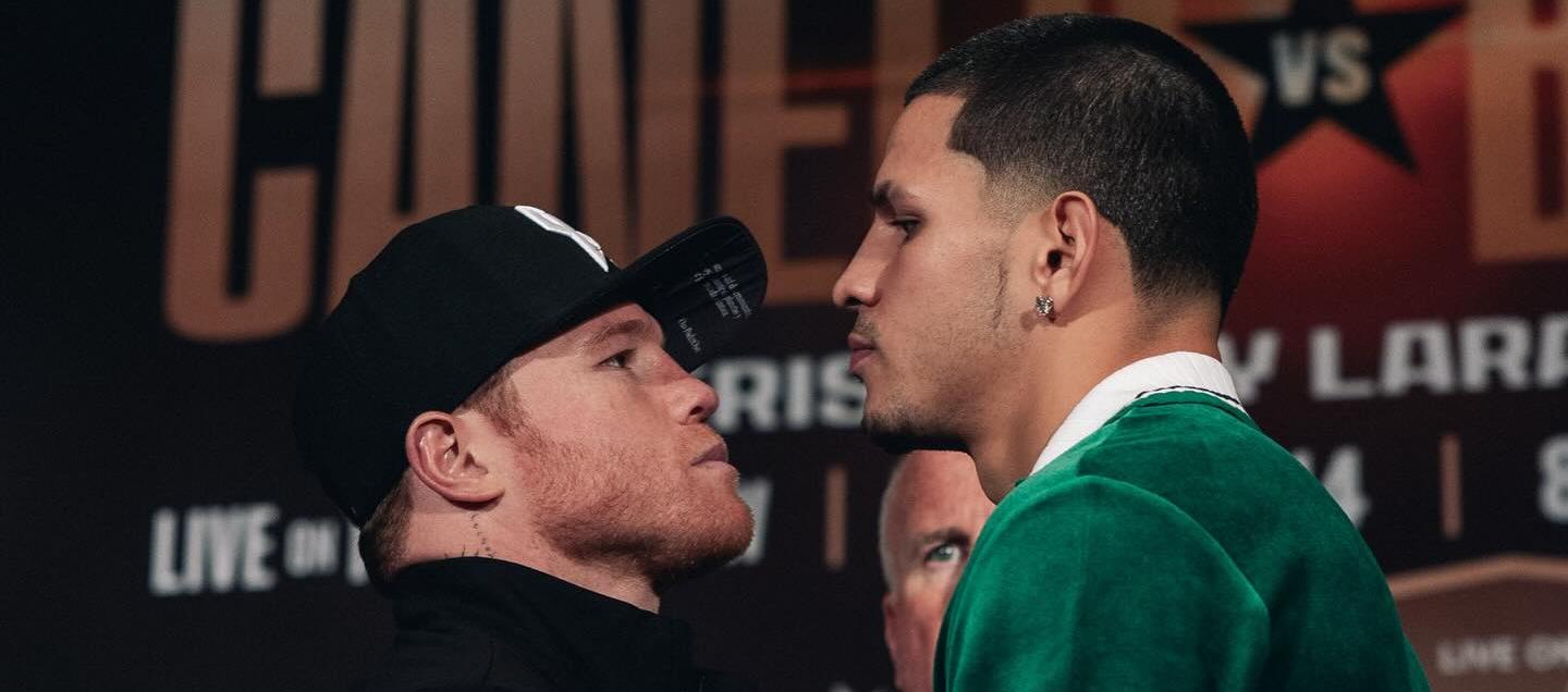 Saúl 'Canelo' Álvarez en el cara a cara con Édgar Berlanga. 