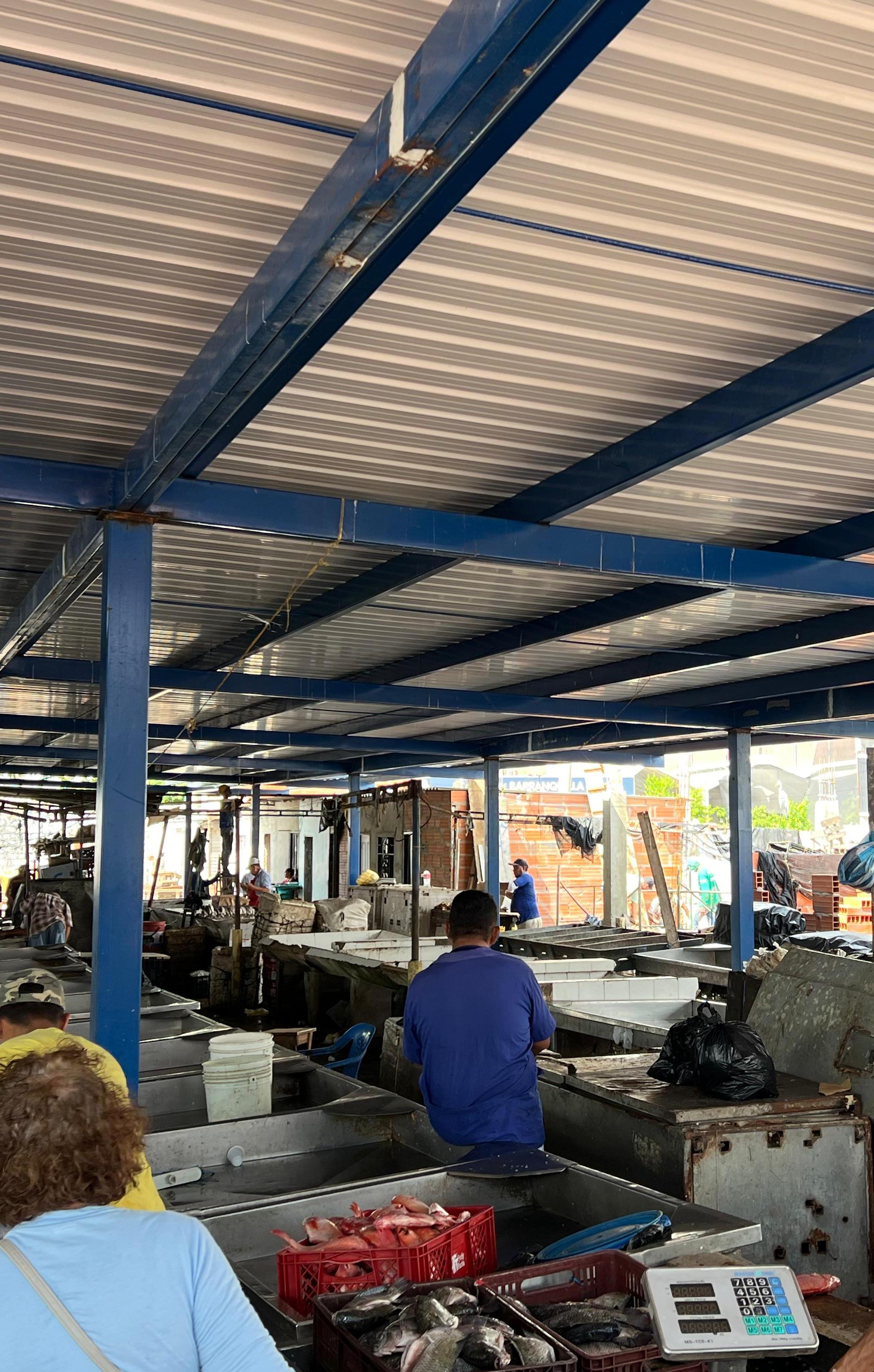 Así va quedando el nuevo techo de la plaza del pescado de Barranquillita