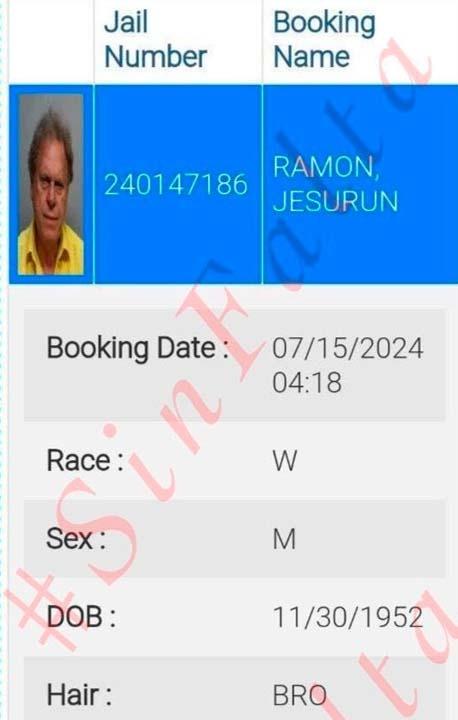 Registro que hicieron las autoridades de Miami a Ramón Jesurun y a su hijo. 