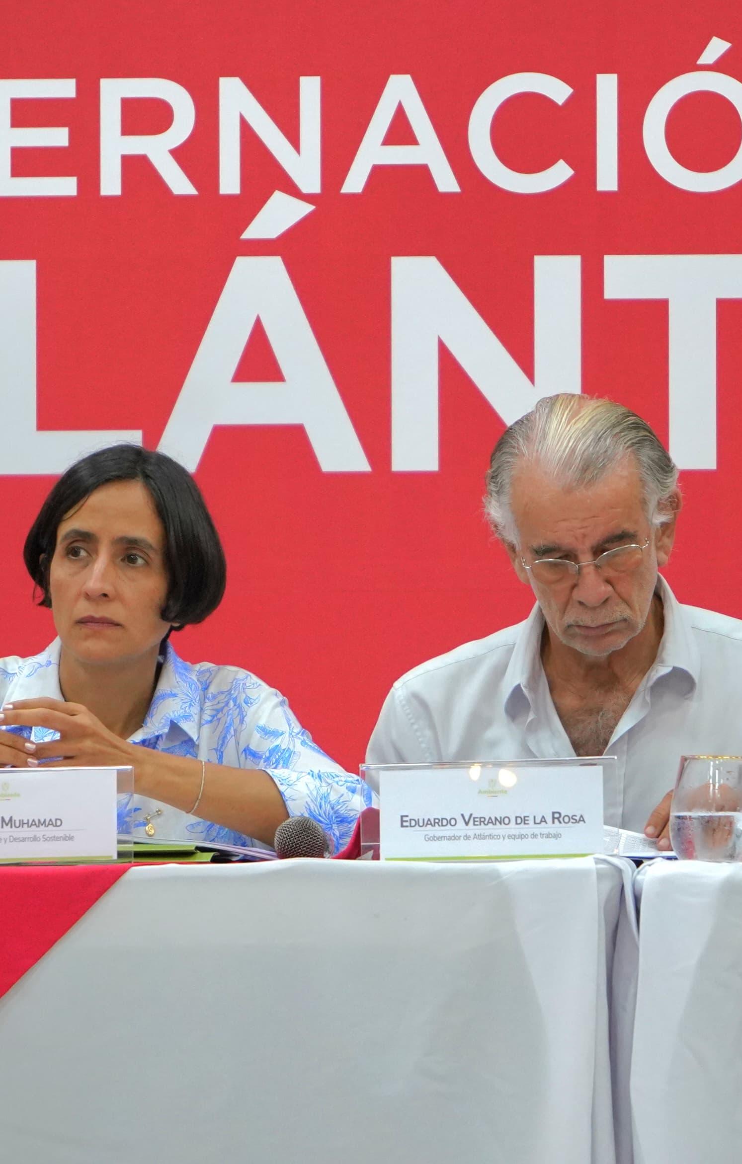 La ministra del Ambiente, Susana Muhamad, y el gobernador Eduardo Verano.