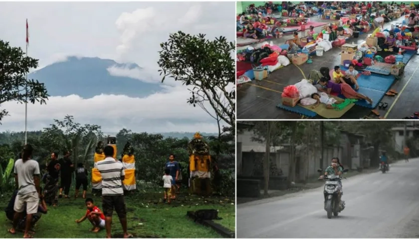  Las autoridades indonesias estimaron hoy que entre 90.000 y 100.000 el número de personas que evacuarán por la última erupción del volcán Agung en la isla de Bali.