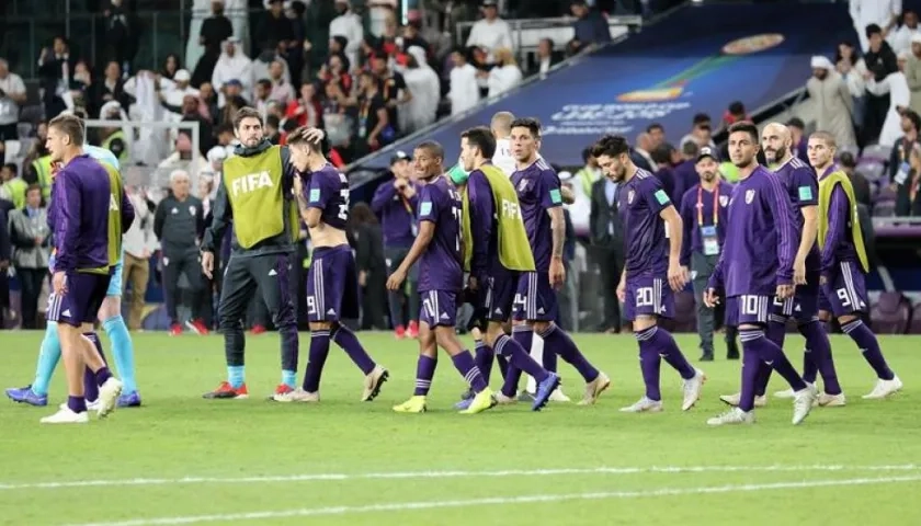 Jugadores del Al Ain celebran la clasificación a la final del Mundial de Clubes,