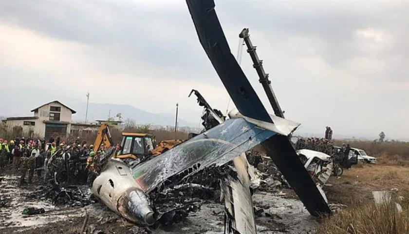 Restos del Avión accidentado en Nepal.