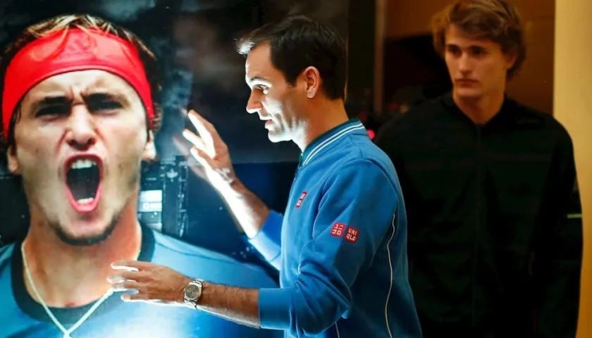 Roger Federer, en una rueda de prensa acompañado del tenista ruso Alexander Zverev.
