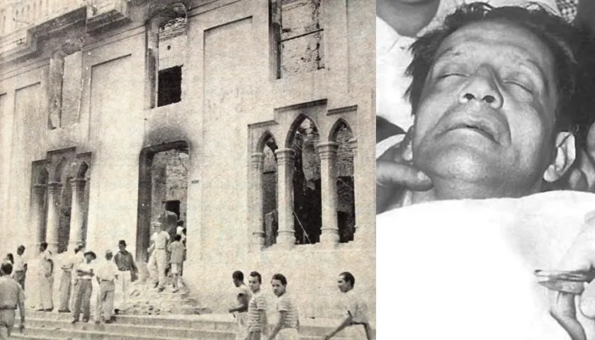 La iglesia de San Nicolás destruida por 'El Gaitanazo' y el líder político Gaitán asesinado.
