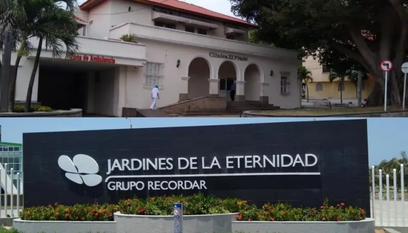 Clínica El Prado de Barranquilla y Jardines de la Eternidad.