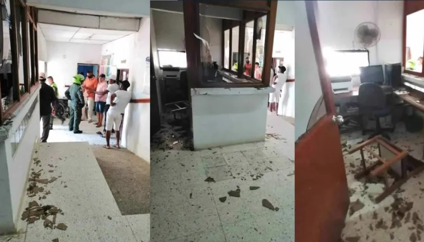 Imágenes de los destrozos en el hospital de Piojó.