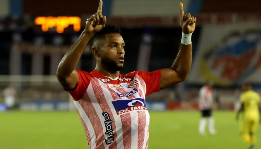 Miguel Ángel Borja celebra su gol ante Bucaramanga. 