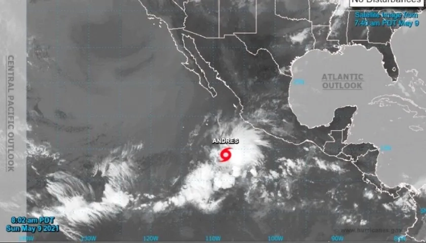Localización de la tormenta Andrés.