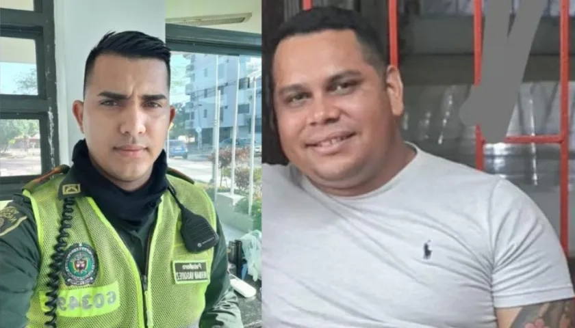 Los patrulleros Hernán David Vásquez Escorcia y Carlos Andrés Escorcia.