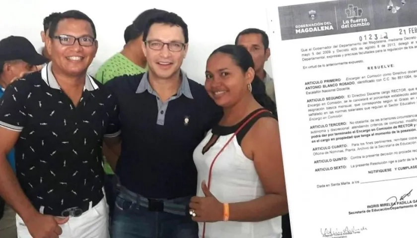 El Gobernador Carlos Caicedo con Lisander Blanco y su esposa.