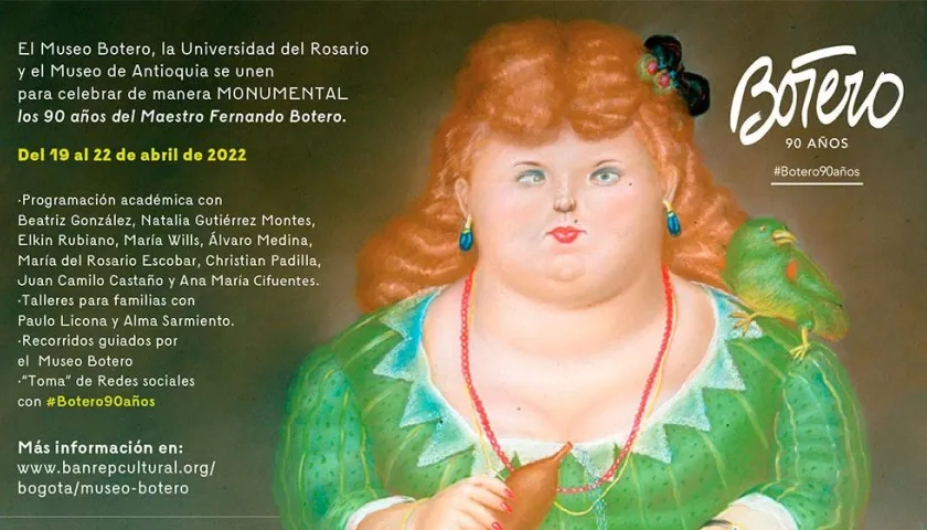 Afiche de promoción de la celebración de los 90 años de Fernando Botero.