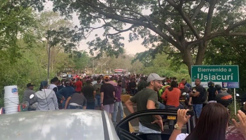 Imagen de la protesta de este domingo en Usiacurí.
