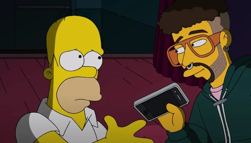 'Homero' y Bad Bunny en una escena de ‘Los Simpson’.