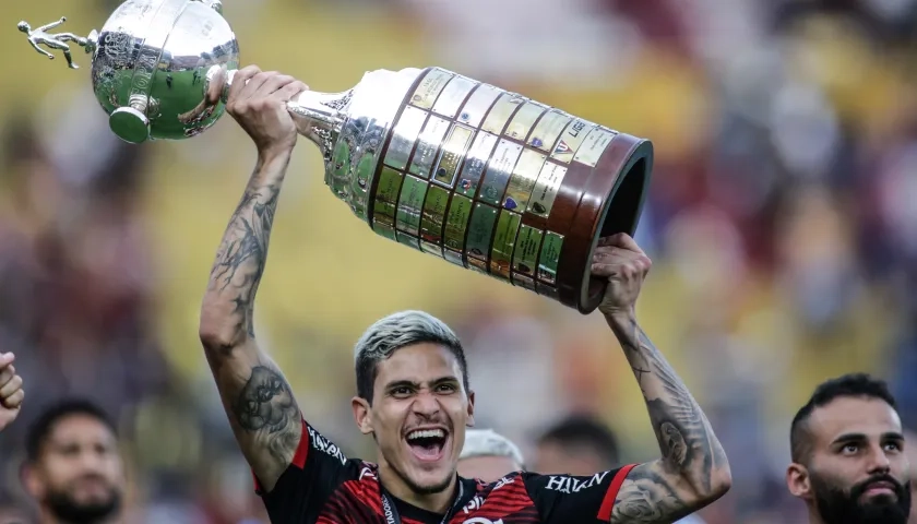 Pedro, goleador y campeón de la Copa Libertadores con Flamengo, en 2022.