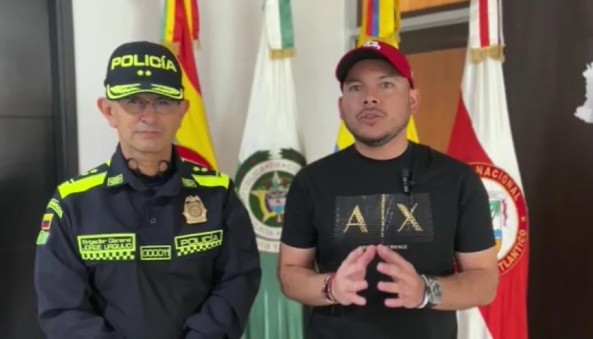 El comandante de la Policía Metropolitana, general Jorge Urquijo, y el Jefe de la Oficina para la Seguridad y Convivencia Ciudadana, Nelson Patrón