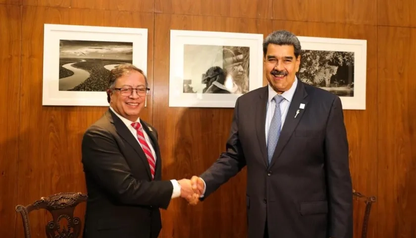  Los presidentes de Colombia, Gustavo Petro, y de Venezuela, Nicolás Maduro, en la reunión de este martes.