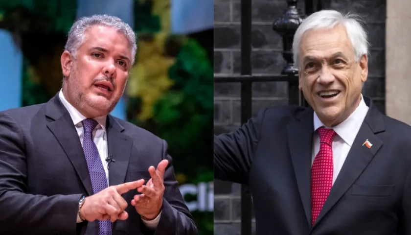 Iván Duque, expresidente de Colombia; Sebastián Piñera, de Chile,