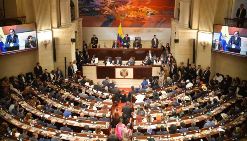 El Presidente Gustavo Petro durante su intervención ante el Congreso.