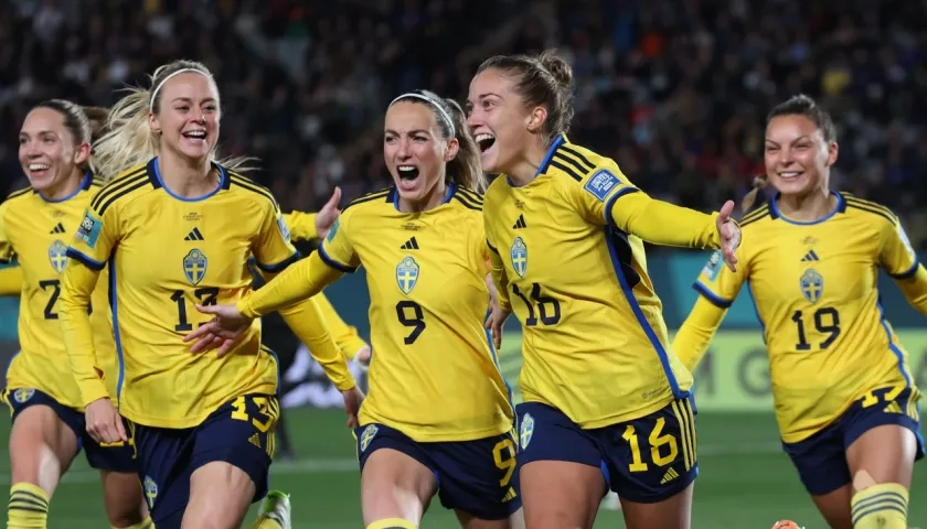 La celebración de las jugadoras de Suecia.