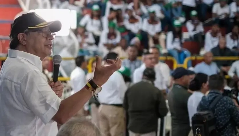 El Presidente Gustavo Petro, durante su intervención en Tumaco.