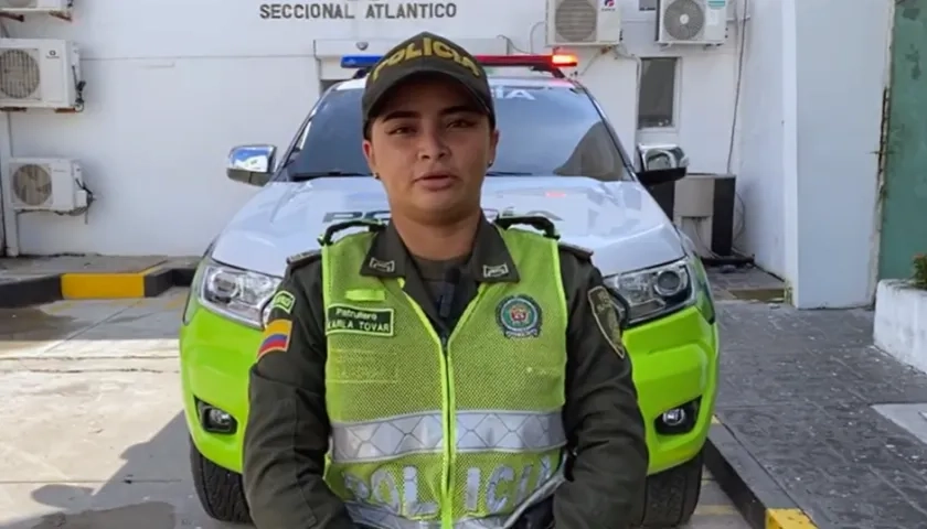 Karla Tovar, patrullera de la Policía Metropolitana de Barranquilla.