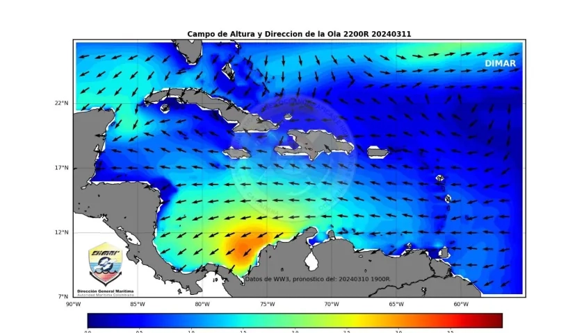 Fuertes vientos se esperan en la próxima 72 horas en la Región Caribe. 