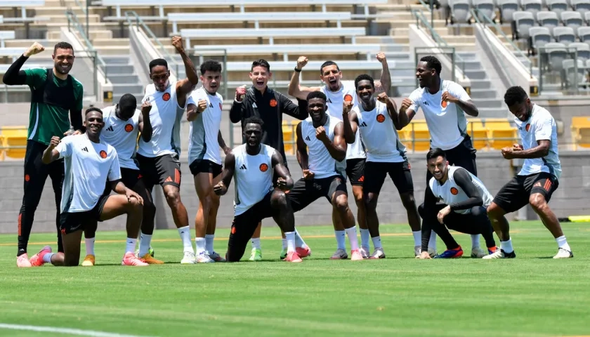 La Selección Colombia en una sesión de entrenamientos, este viernes