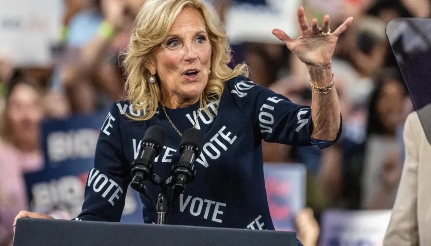 Jill Biden durante un evento de la campaña de su esposo en Carolina del Norte.