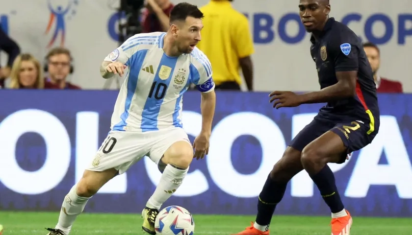 Lionel Messi durante el partido de cuartos de final contra Ecuador.