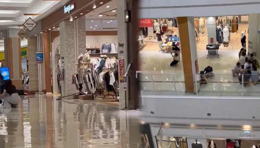 Los japoneses entraron en pánico en un centro comercial tras el terremoto. 