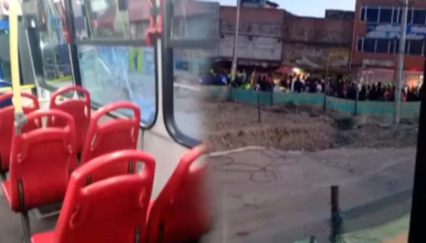 Un bus de servicio público que iba pasando resultó afectado. 