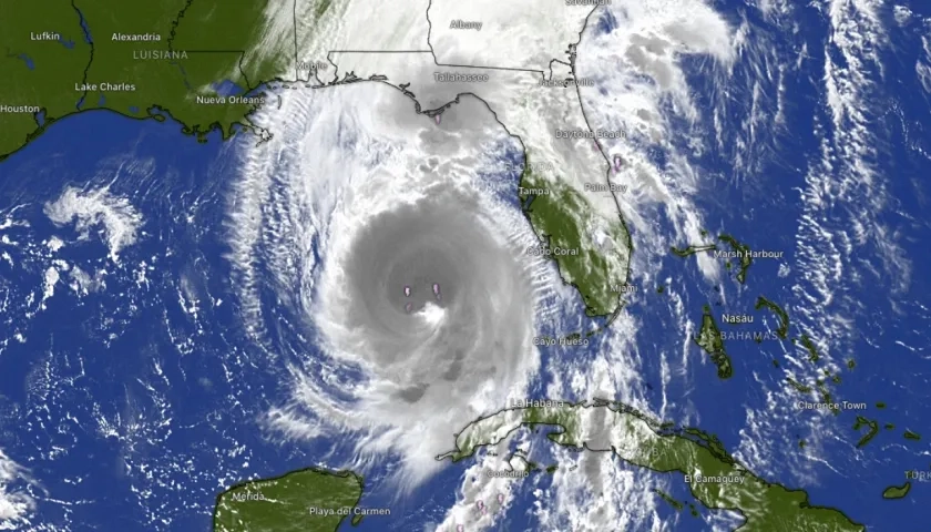 Aspecto del satélite del huracán Helene en el Golfo de México. 