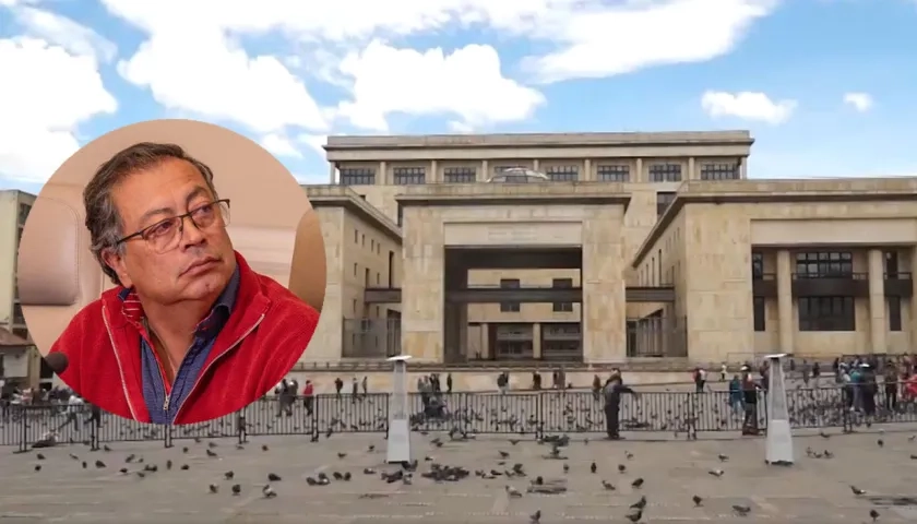 El Presidente Gustavo Petro y el Palacio de Justicia.