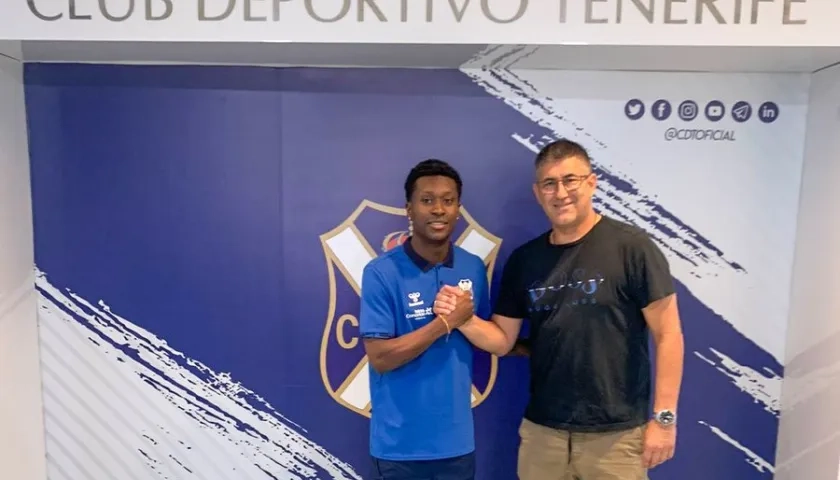 Marlos Moreno en su presentación como nuevo jugador del Tenerife.