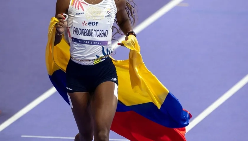 La colombiana Karen Palomeque, medalla de oro en 400 metros T38.