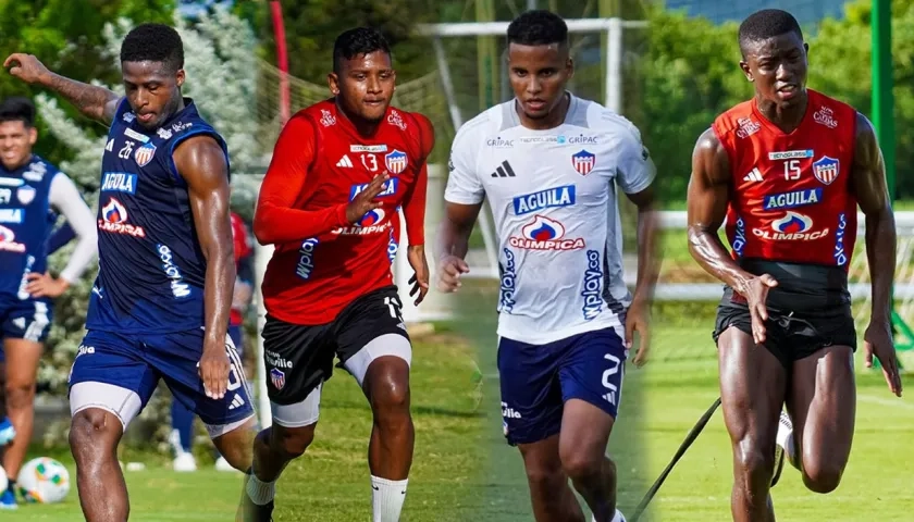 Jhon Navia, Jhon Vélez, Howell Mena y Yeferson Moreno, jugadores de la cantera del Junior.