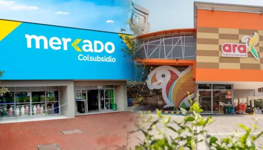 Supermercado Colsubsidio y Tiendas Ara.