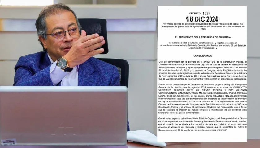 Gustavo Petro y el presupuesto de 2025