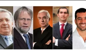 Álvaro Uribe, Antanas Mockus, Jorge Robledo, David Barguil y Arturo Char.