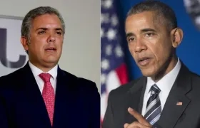 El presidente electo de Colombia, Iván Duque, y el expresidente de EE.UU. Barack Obama