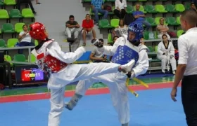 Acción de un combate del Taekwondo. 