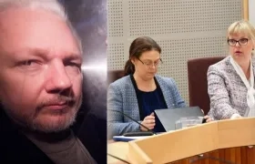 La fiscal adjunta Eva-Marie Persson (d) asiste a la vista sobre la orden de detención por supuesta violación contra el fundador del portal WikiLeaks, Julian Assange, en Uppsala (Suecia), este lunes.